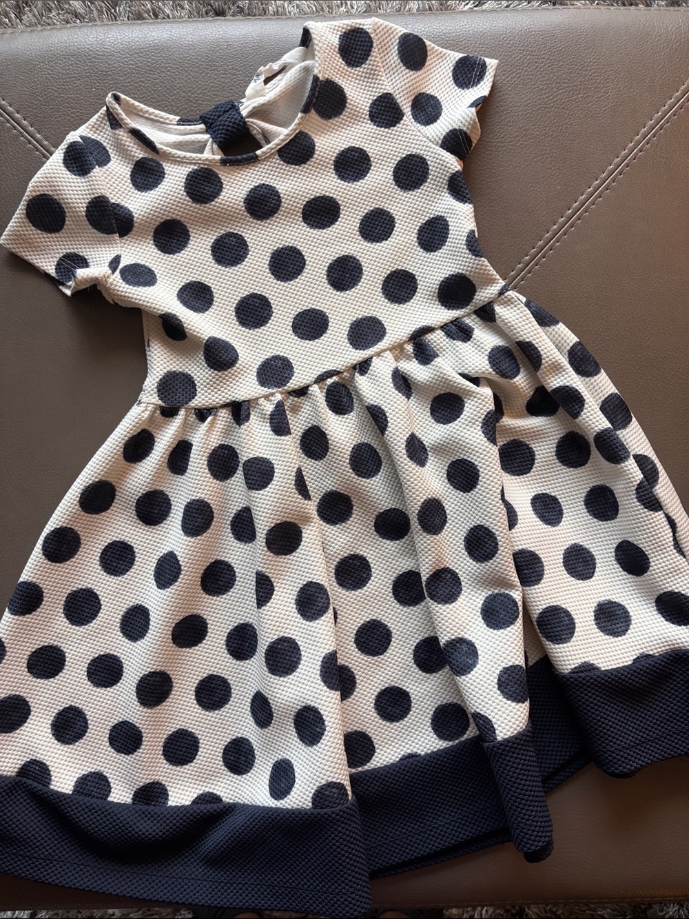 H&M Cream and Black Polka Dot Short Sleeve Party Dress